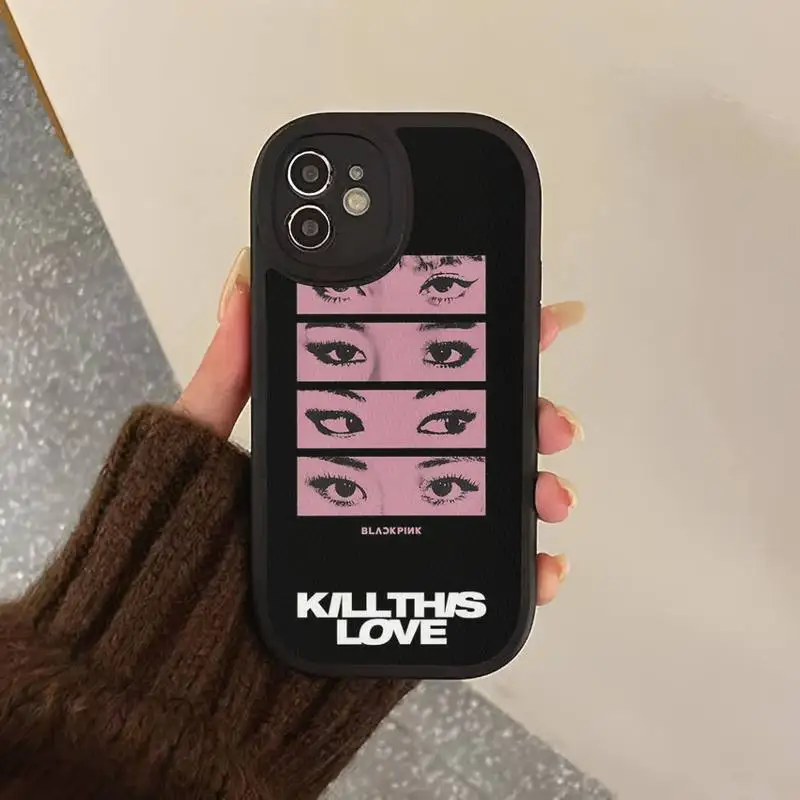 B-BLACK P-PinkS K-Kpop Phone Case Hard Leather Phone Case For iPhone 14 13 12 Mini 11 14 Pro Max Xs X Xr 7 8 Plus
