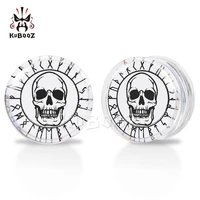 wholesale price transparent acrylic mystic circle skull ear plugs piercing earring expanders stretchers tunnels jewelry 38pcs