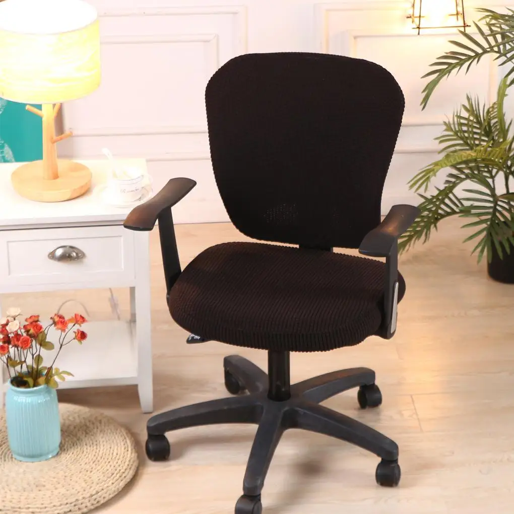 

1PC Universal Swivel Chair Cover Solid Corn Velvet Split Computer Office Extensible Armchair Slipcover Removeable Easy Washable