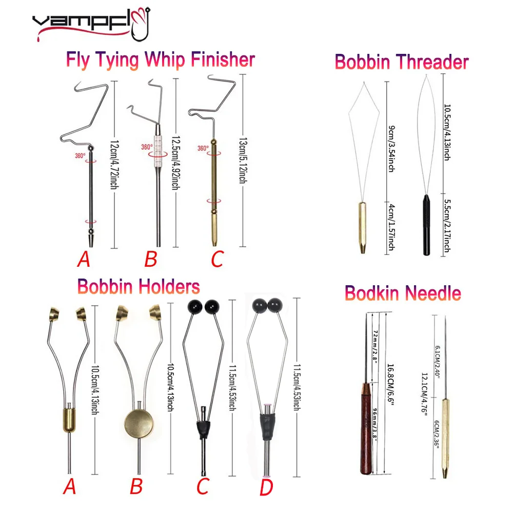 Vampfly1PCS Fishing Fly Tying Whip Finisher Bobbin Holder Bobbin Threader Bodkin Needle Nymph Midge Streamer Fly Tying Tools