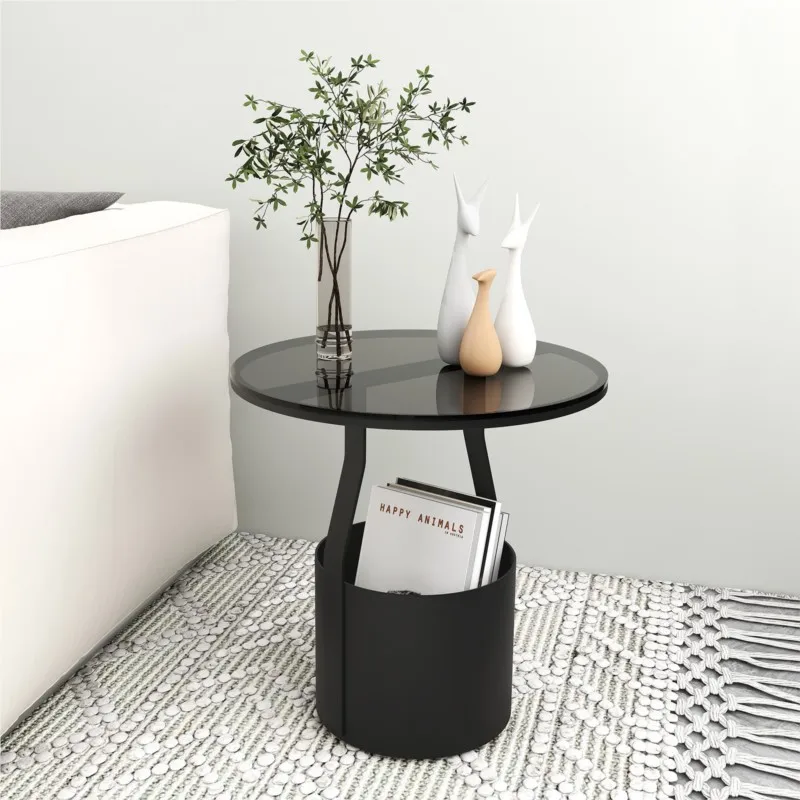 Круглый прикроватный столик с 2 столешницами дизайн в ассортименте