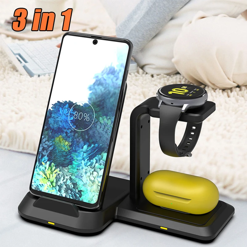 

Wireless Chargers 3 in 1 Fast Charge for iPhone 14 13 12 11 XS For Samsung Galaxy Watch 4 S3 S5 Galaxy Buds Charger Dock Station