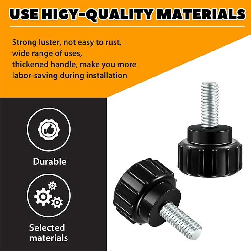 M4 X 10 мм Винт с накатанной головкой из углеродистой стали резьбой на ручках Черный