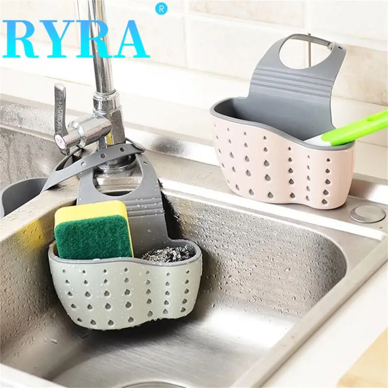 

Kitchen Sink Holder Adjustable Soap Sponge Shelf Hanging Drain Basket Bag Home Storage Drain Basket Kitchen Bathroom Accessories