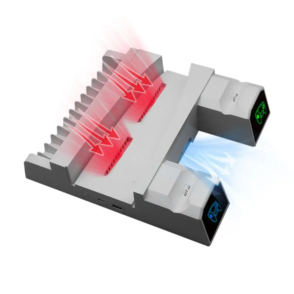 

Three-in-one Disc Storage Rack Display Light Host Cooling Base Lower Noise Fast Charging Gamepad Charger Base For Ps5 Gamepad