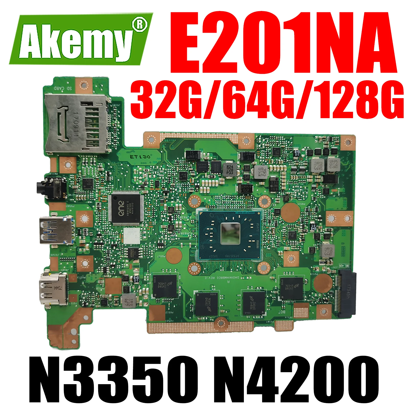 

E201NA Motherboard with 4GB RAM N3350 N4200 CPU 32G 64G 128G SSD for ASUS E201NAS E201NA E201N Laptop Motherboard Mainboard