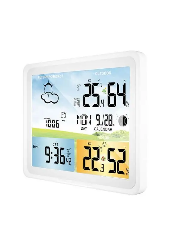 

Wireless Weather Station Forecaster Indoor Outdoor Thermometer Hygrometer With Sensor Color Touch Screen Alarm Clock