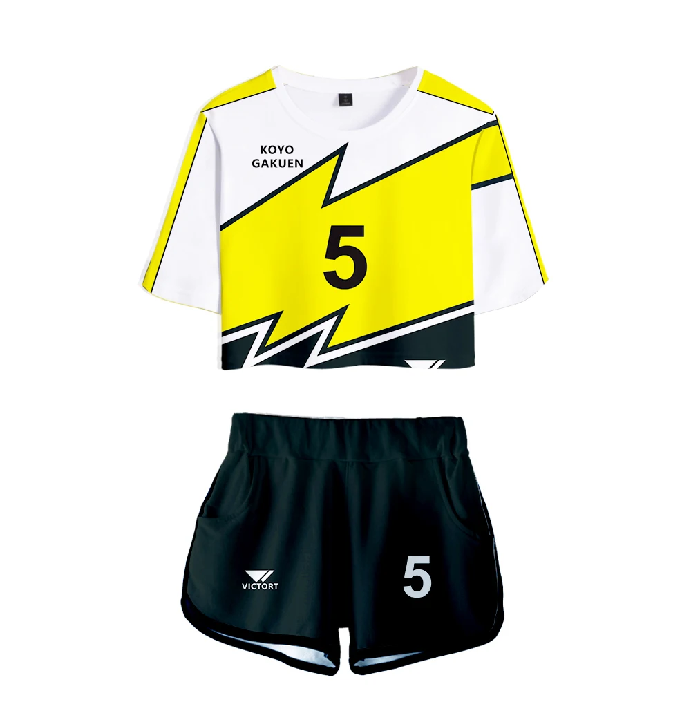 

Горячая Распродажа 3D Аниме Futsal Boys! Женские комплекты из двух предметов, короткий топ и шорты, Летние повседневные красивые костюмы в стиле хип-хоп для девочек