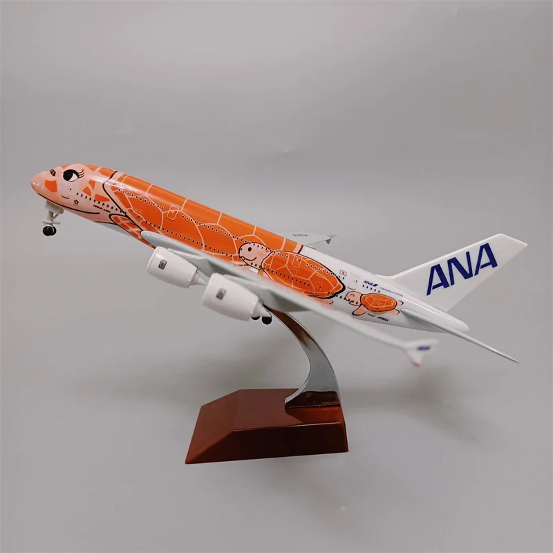 

18*20cm Alloy Metal Japan Air ANA Airbus A380 Cartoon Sea Turtle Airlines Orange Diecast Airplane Model Plane Aircraft w Wheels