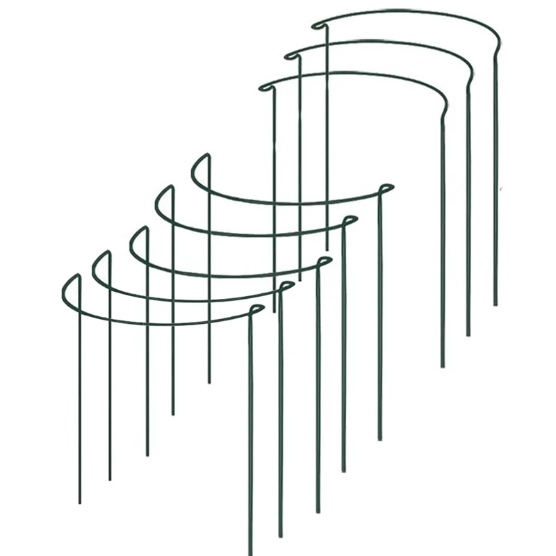 

8 Pack Half Round Garden Plant Support Ring Hoop, Sturdy Metal Plant Support Stakes, Plant Support Ring Cage For Plants