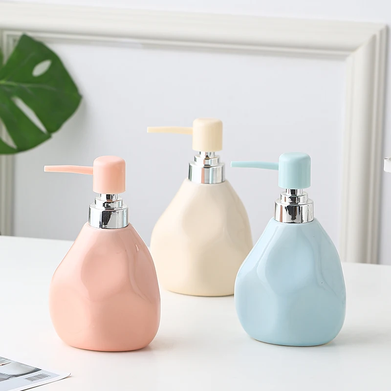 

Bathroom Decoration Ceramic Lotion Bottle Hand Sanitizer Body Wash Shampoo Moisture Bottle Press Bottle Bathroom Amenities