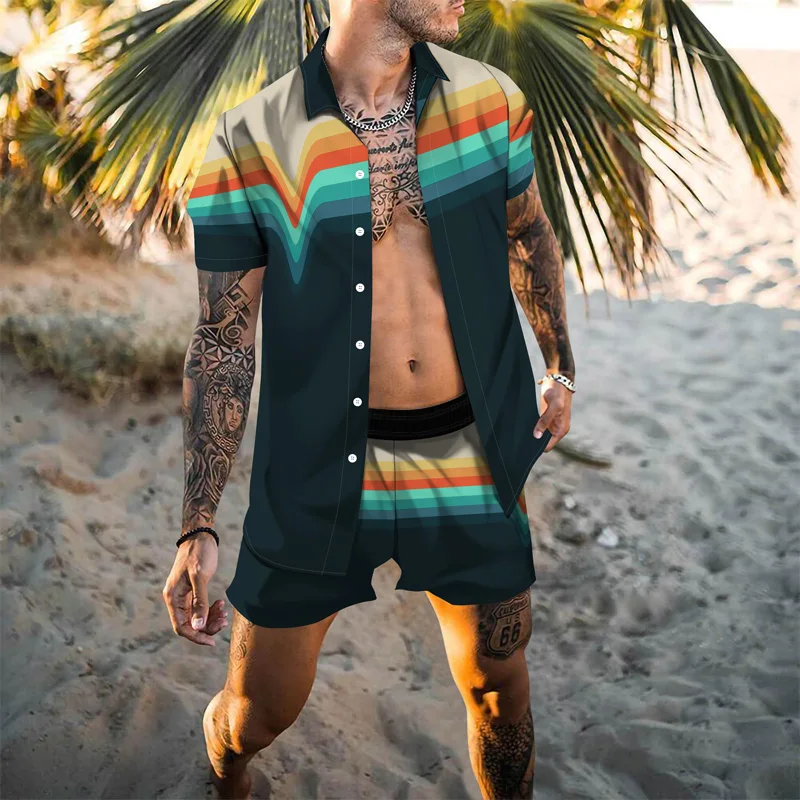 

2022 New Summer Loose Large Size Short Sleeve 3d Simple Printing + Sports Beach Five Pants Fashion And Leisure Two-piece Set