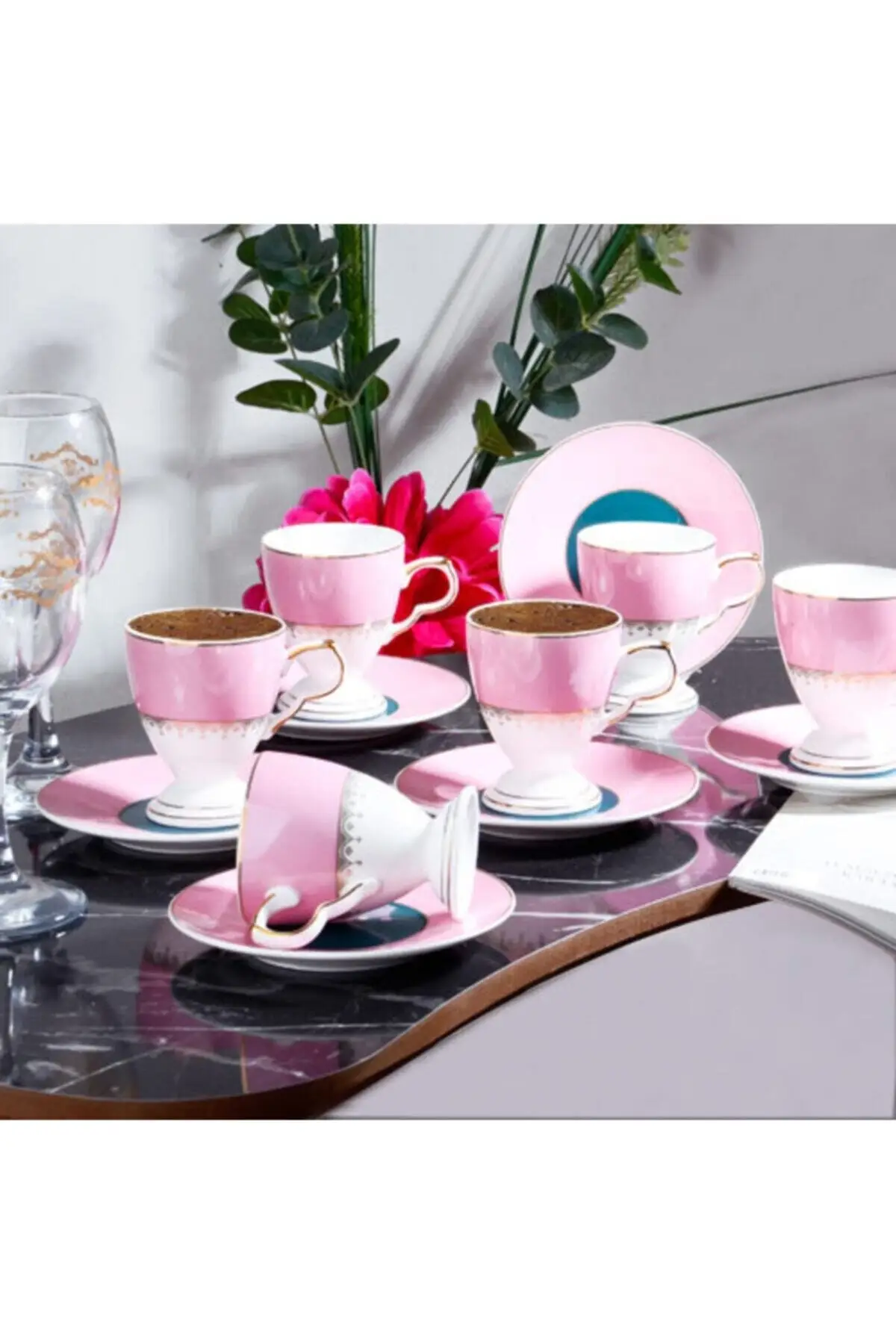 

Удивительный турецкий греческий арабский Набор чашек для кофе и эспрессо, роскошный костяной фарфор, 6 шт. Набор чашек 90 куб. См