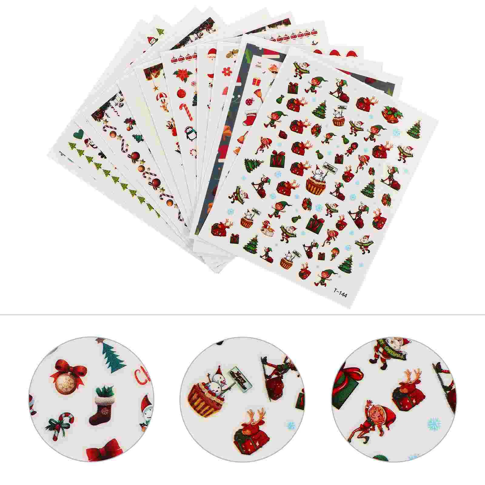 

11 листов наклеек, праздничный клей, Рождество своими руками, фотоэлемент, наклейка для ногтей