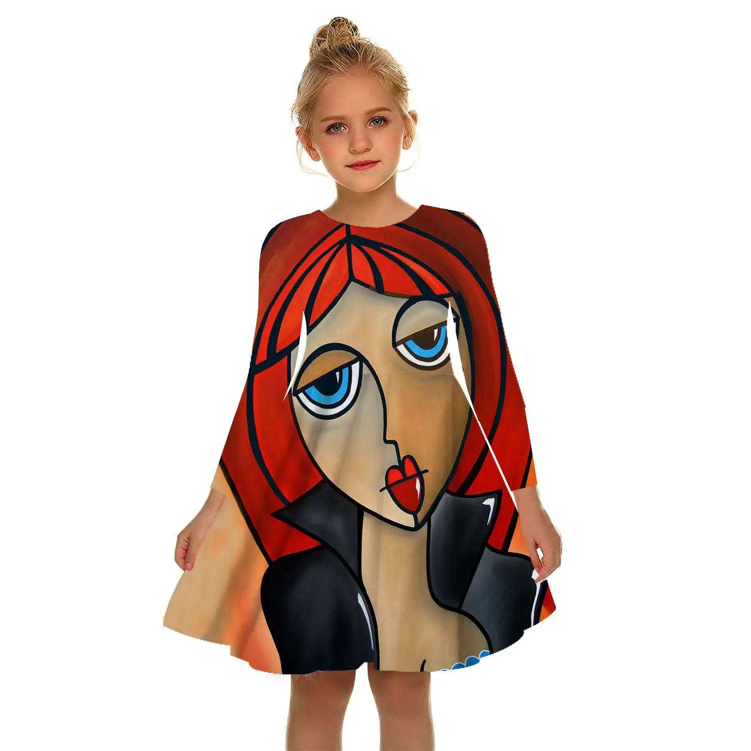 

Hot Sale! Girls Summer Dress Printed Cartoon Children's Clothing Girls Party Casual Graffiti Dress Baby Clothing 2-18 Years Old