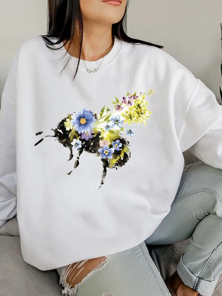 

Bee Flower Lovely Trend 90s Autumn Spring Sweatshirts Clothing Woman Fashion Hoodies Print Female Women Casual Graphic Pullovers