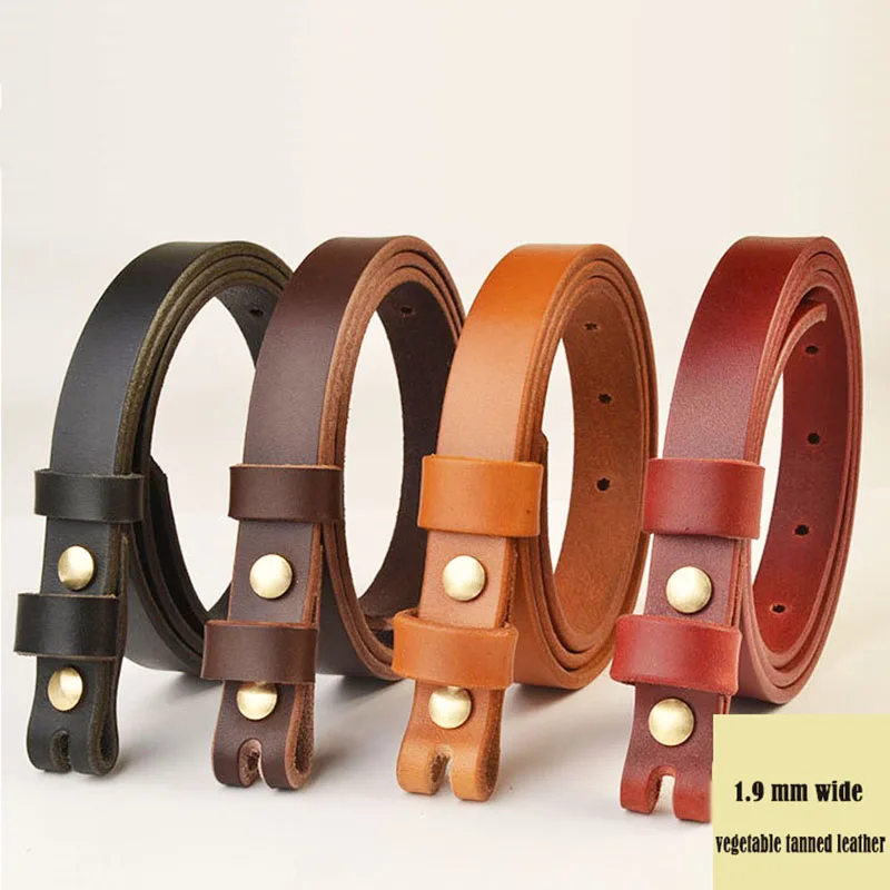 1.9cm Wide Headless Belt Strip Top Layer Cowhide Pin Buckle Leather Belt