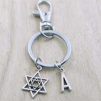 star of david keyring letter car key chain ring lobster clasp initial charm women jewelry accessories pendants metal