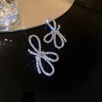 yamega sparkling rhinestones earrings for women designer dangle party drop statement korean bowknot earrings fashion jewelry