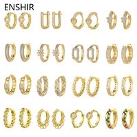 enshir trendy small hoop earrings for women gold plating cubic zircon earrings jewelry wholesale