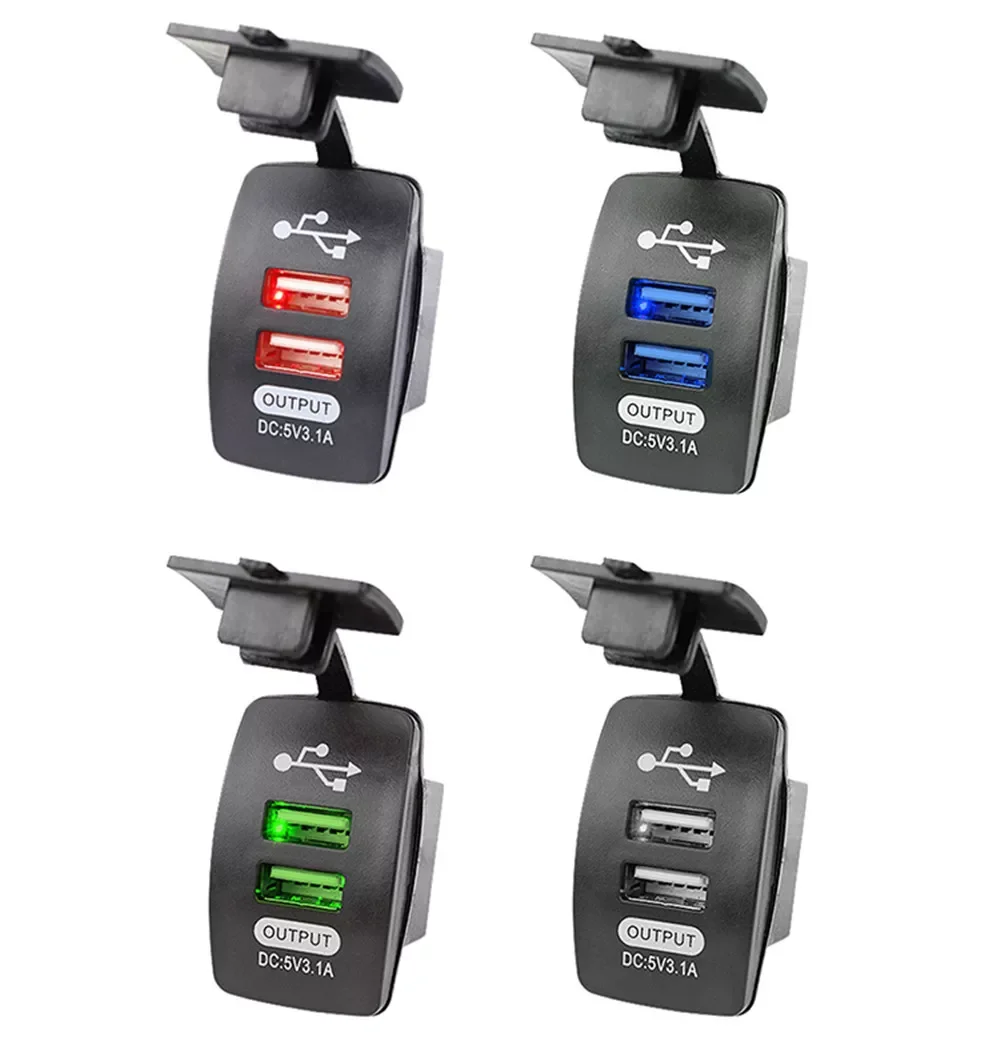 

Kebidumei Universal Car Charger Waterproof Dual Port Auto Adapter 3.1A Outlet Charger Adapter Socket LED for Iphone 12V- 24V