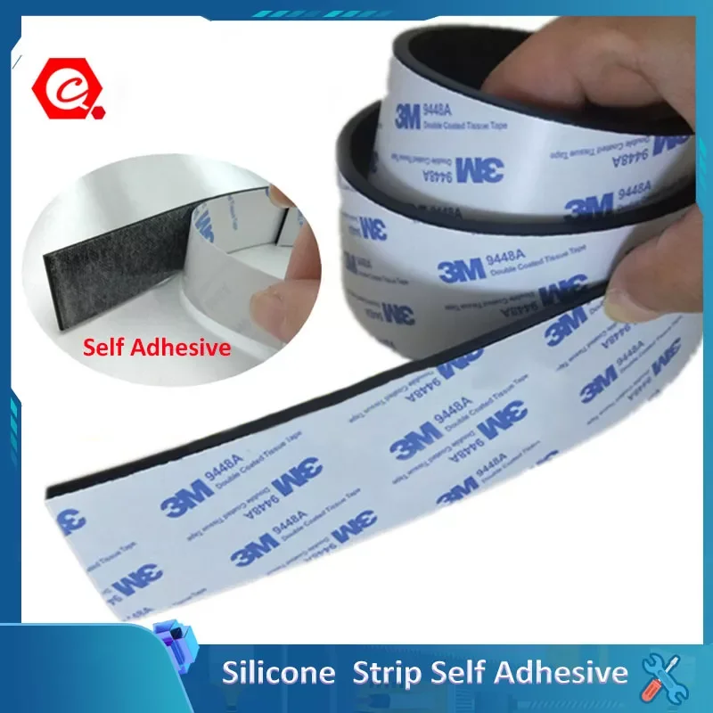 

1Pcs Silicone Rubber Strip Self Adhesive Seal Gasket Anti-slip Cushion 300*10/20/30*0.5/1/2/3/4mm