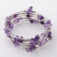 1 piece crystal gem bracelet beads chakra natural stone silver jewelry gift ladies chakra increase communication aura