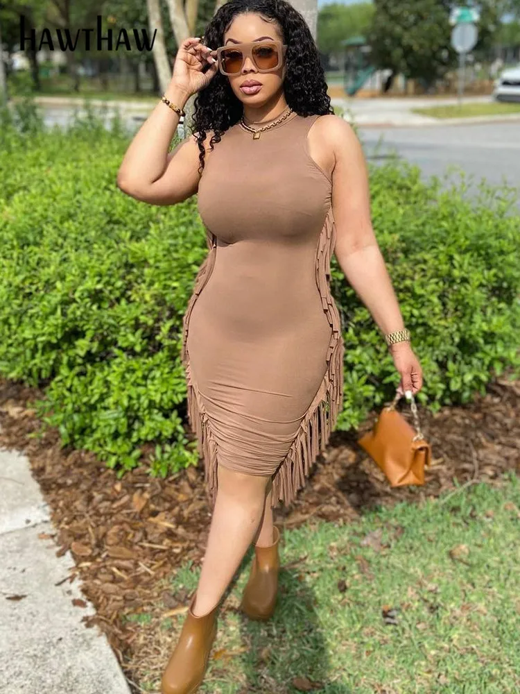 

Hawthaw Women Fashion Sleeveless Bodycon Party Club Long Dress Streetwear 2022 Summer Clothes Wholesale Items For Business