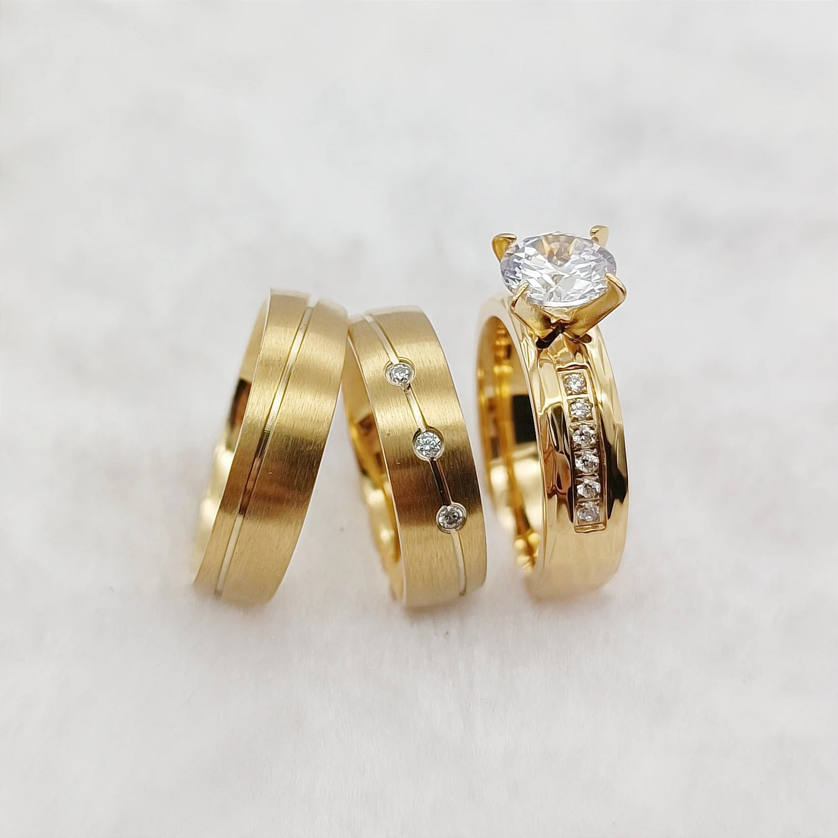 

Свадебное обещание, свадебное кольцо с бриллиантами для пар, позолоченное модное Ювелирное Украшение с 24-каратным золотом