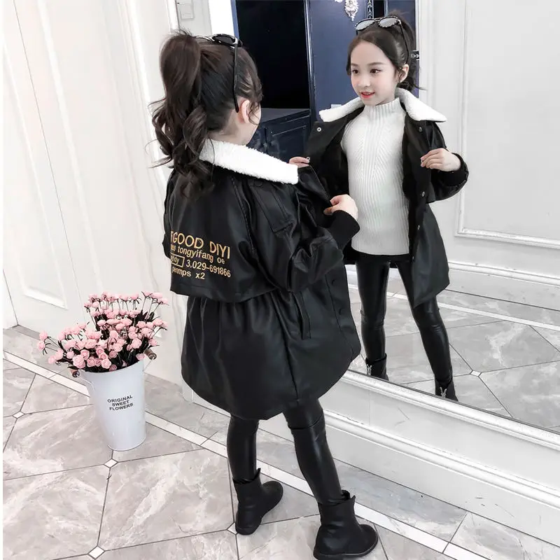 

Girls Baby's Coat Jacket Outwear 2022 Cool Thicken Winter Plus Velvet Warm Cotton Fleece High Quality Children's Clothing