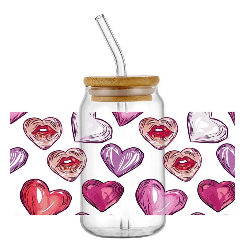 Наклейка на чашку поцелуй День святого Валентина переводная наклейка с защитой