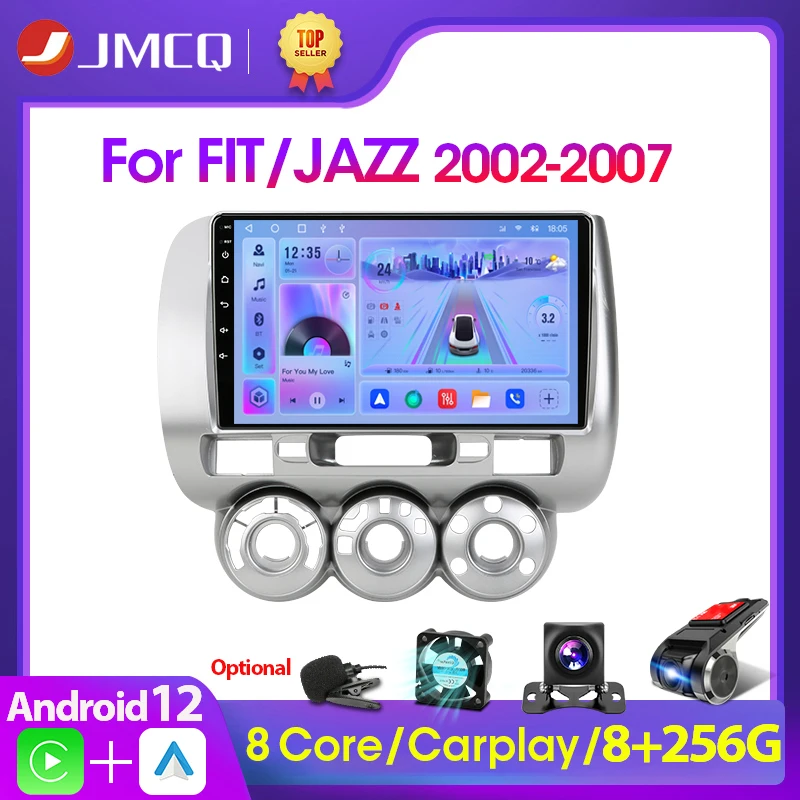 JMCQ 2din Android 12 Car stereo Radio Multimedia Video Player For Honda Fit Jazz City 2002-2007 GPS 2 DIN dvd Head Unit Carplay