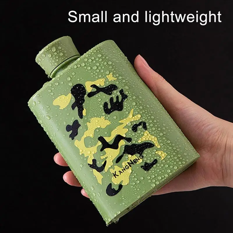 

Flat Water Bottle Slim Reusable Flat Memo Paper Kettle 420ml Portable Leakproof Purse Water Bottle For Hiking Cycling Travel Gym