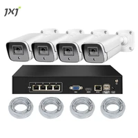 jxj 2022 new arrival smart ai intelligent automatic ip cctv system nvr sets wired 5 mo hd 4ch 4 cameras kits poe smart nvr cctv