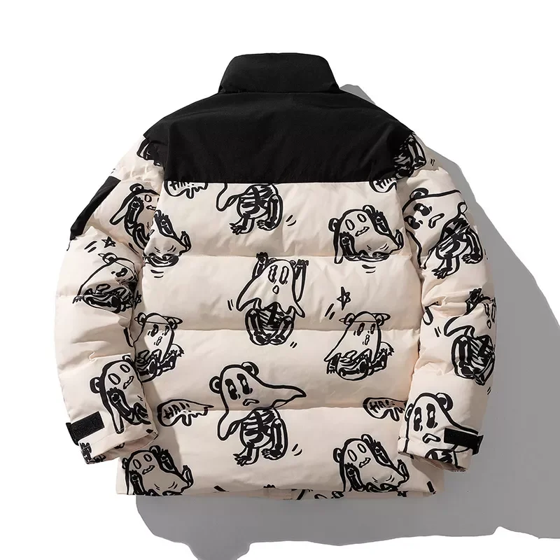 New2022 Winter Cotton-Padded Clothes Jacket Men And Women Parkas Funny Printed Coats Fashion Thicken Outerwear Tops Male Female