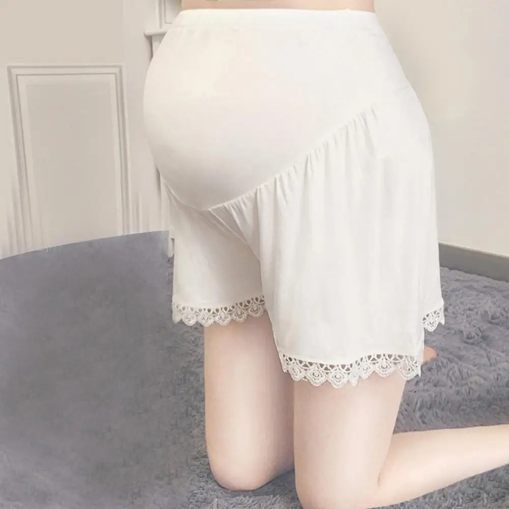 

Stylish Soft Fabric Safety Shorts with Lace Trim Short Leggings Support Abdomen Loose