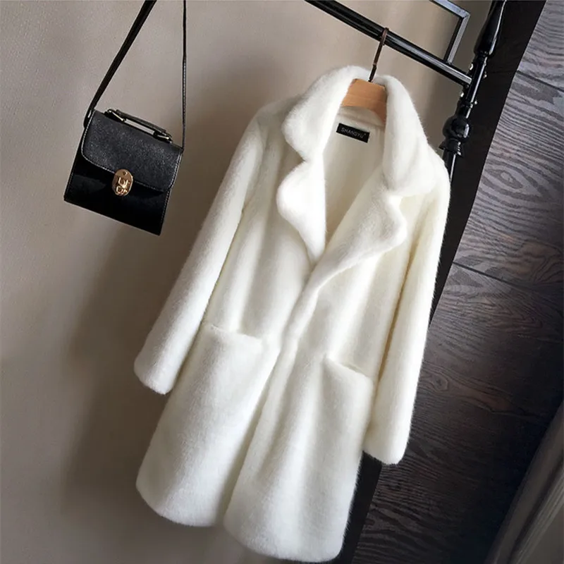 Winter Faux Fur Plush Warm Coat Men Cardigan Turn-down Collar Coat Men Long Sleeve Single-Breasted Thick Warm Fur Large Coat
