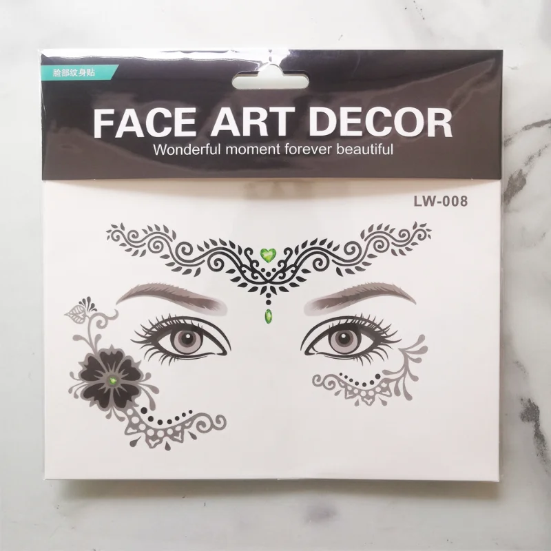 

Eye Temporary Tattoo Stickers Waterproof Halloween Face Stickers Eyebrow Make Up Face Facial Dress Up Women Tattoo Sticker Black