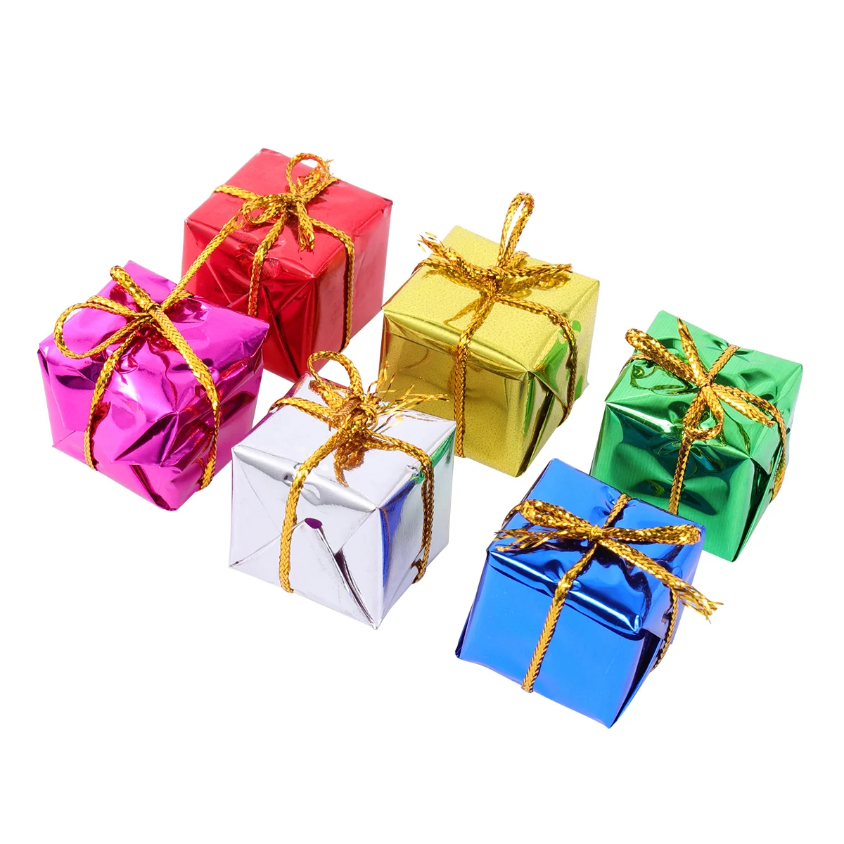 

60pcs Wrapped Present Boxes Glistening Gift Boxes with Wire Christmas Tree Pendant for Party Festival ( )