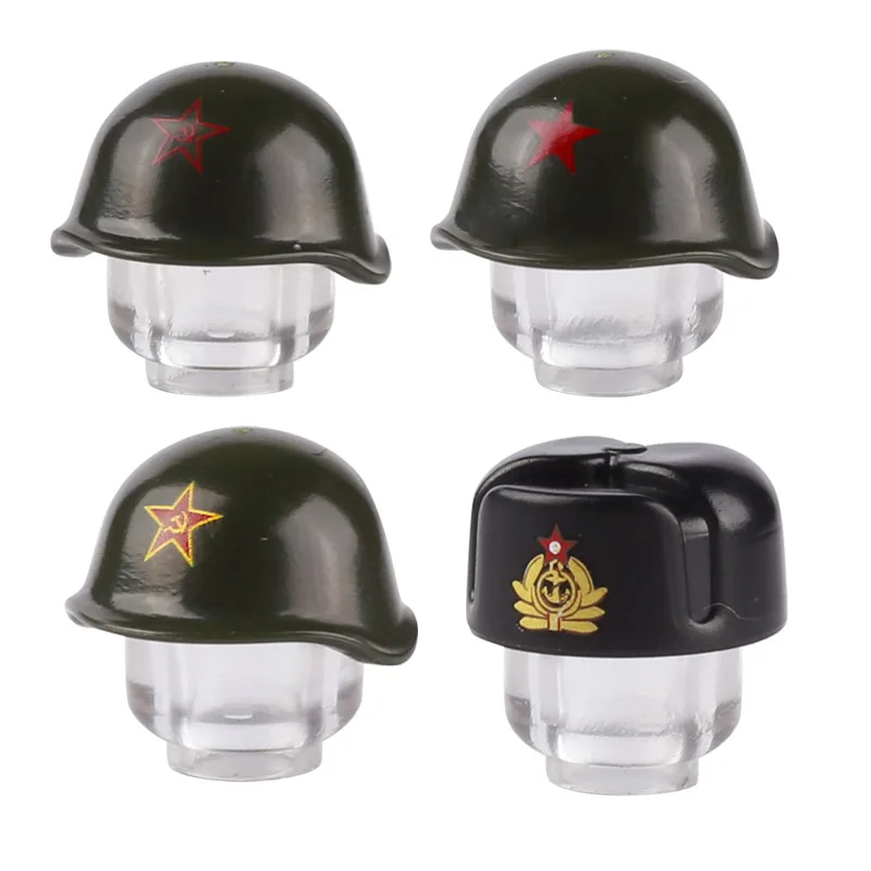 

WW2 Military Soviet Red Army Helmet Building Blocks Soldiers Accessories War Scene Weapons Compatible Bricks Toys Boys Gift