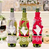 christmas decoration christmas knitting wine bottle cover christmas red wine bottle cover
