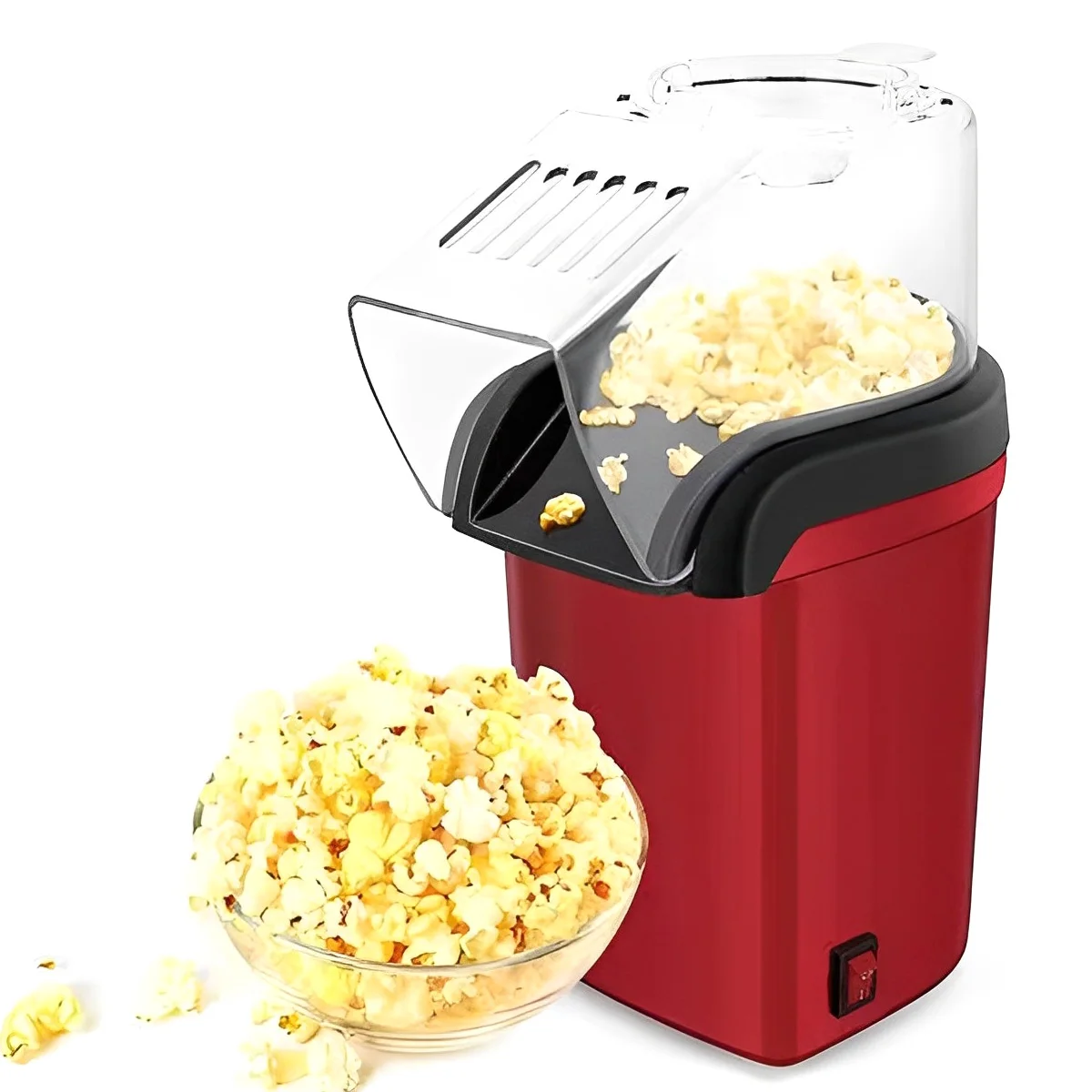 

Hot Air Popcorn Popper with Measuring Cup Top Lid Reusable 1200W Popcorn Maker 2 Minute Fast Popcorn Popper Machine High