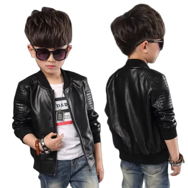 Children's Leather Jackets 2022 New Spring Autumn Boy's zipper Rivets PU Leather Jacket Fashion Kids Coats 1-12 years old 5