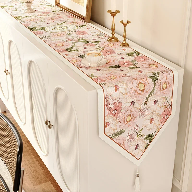 Роскошная жаккардовая скатерть с кисточками 30x180 см для стола длинными полосками