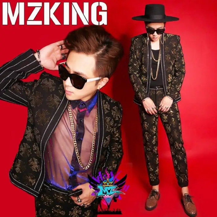 Men's Slim Fit Suit Jacket DJ Bar Singer Performance Clothing Sequins Stage Costume