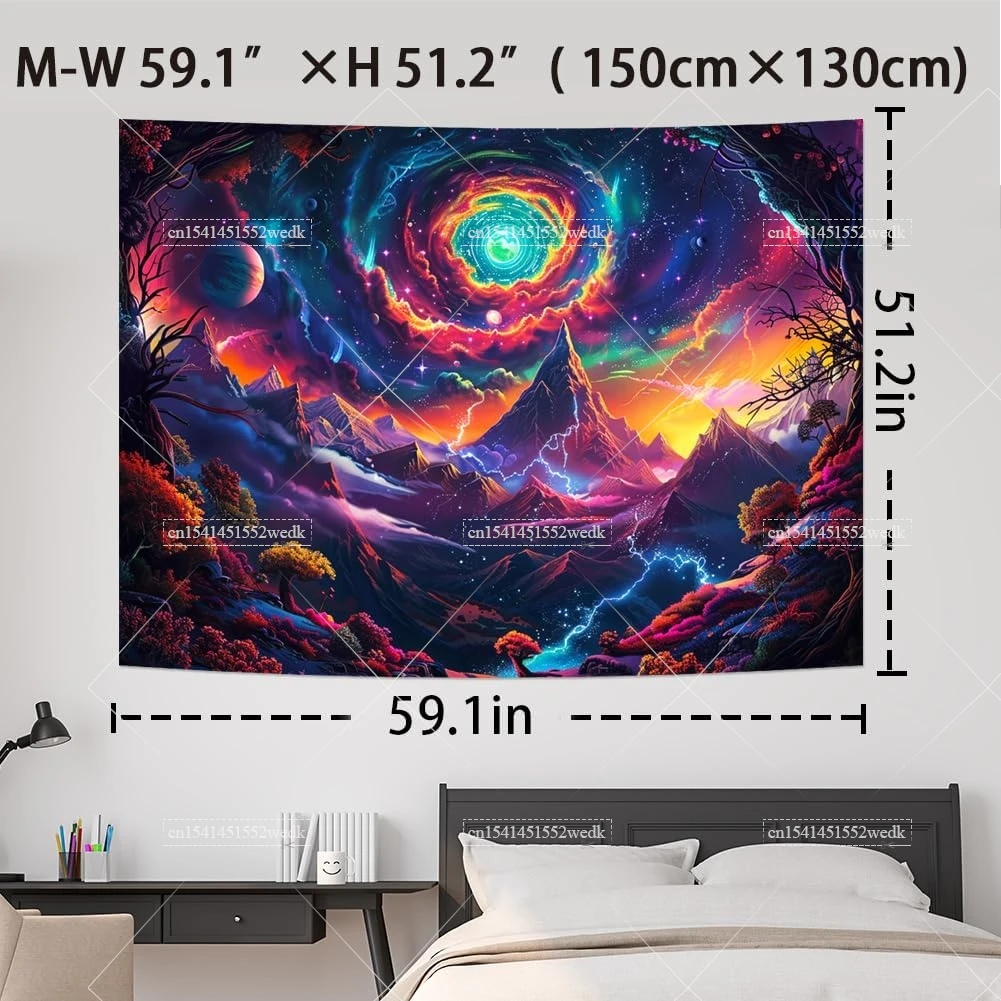 Гобелен Blacklight с изображением Галактики Космический гобелен реактивный от УФ