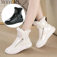 winter women shoes 2022 new flat casual white plus velvet high womens snow boots warm plush ankle boots female cotton shoes