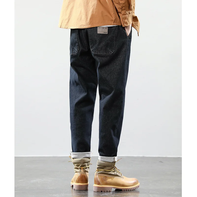 Men Clothing New Pattern 2022 Vintage Trend Temperament Black Jeans Recreational Straight Cylinder Loose Trousers Autumn Female