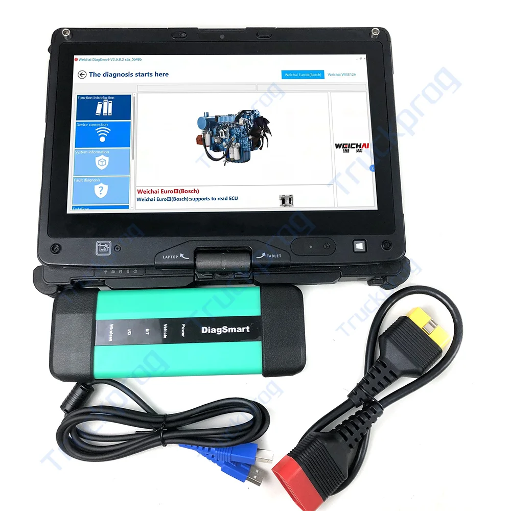 Фото Ноутбук Getac 1005422179 для WEICHAI для Sinotruk EOL, сканер грузовика, диагностический инструмент, интерфейс OBD для Cororation Diagsmart Motor №4
