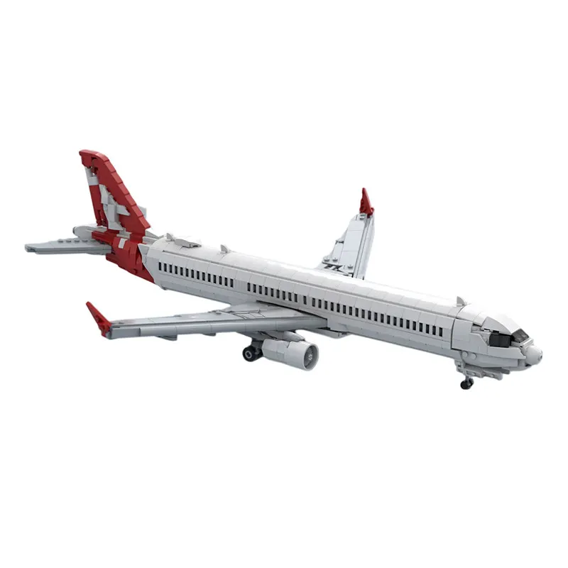 Фото Конструктор MOC-260070: Классический коммерческий самолет Qantas Airbus A321 XLR, модель для сборки, развивающая игрушка, подарок на день рождения №1